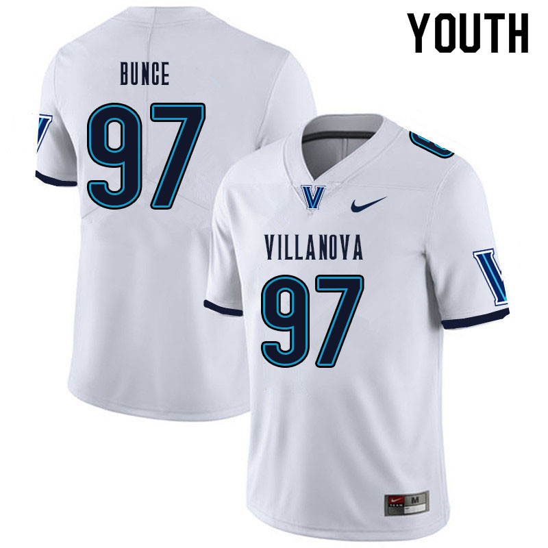 Youth #97 Cole Bunce Villanova Wildcats College Football Jerseys Sale-White - Click Image to Close